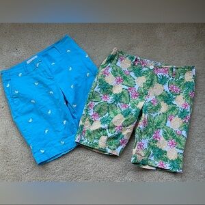 Lot of 2 Talbots Women’s Multicolor Bermuda Shorts - 4 Petite - VGUC - Stretch